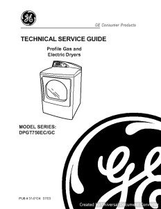 GE DPGT750 Profile Gas and Electric Dryers Technical Service Guide