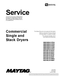 Maytag MDE MDG21PNA Commercial & Single Stack Dryer Service Manual