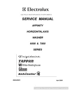 Frigidaire Affinity Washer Service Manual