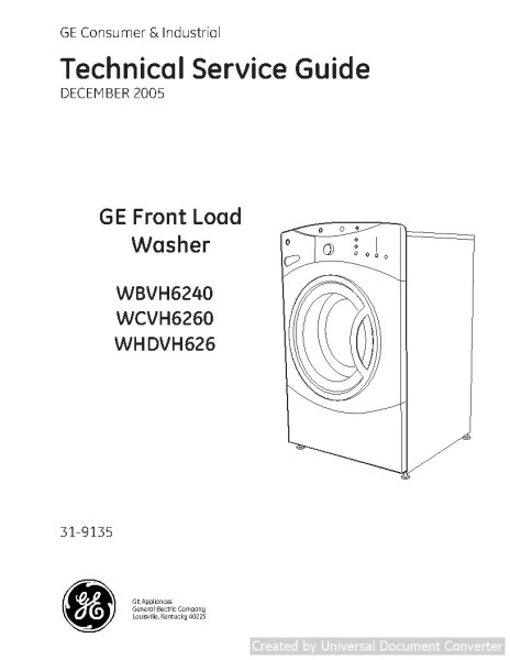 GE WCVH6260 Front Load Washer Technical Service Guide