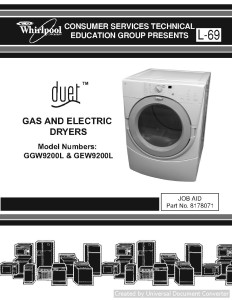 L-69 Whirlpool Duet Gas & Electric Dryers
