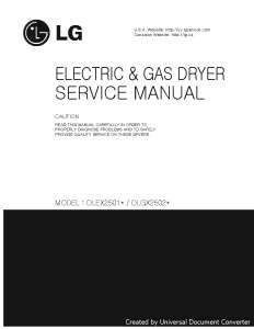LG DLEX2501 DLEG2502 Electric Gas Dryer Service Manual