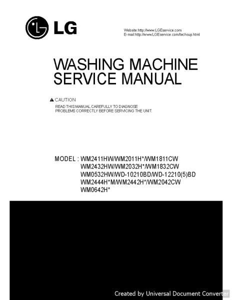 LG WM2432HW Washer Repair Service Manual