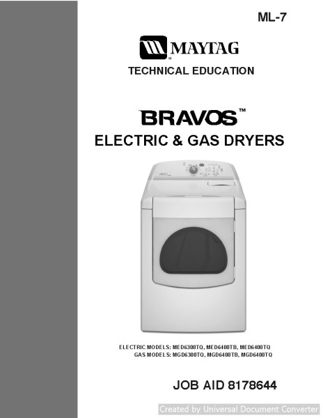 Maytag MED6400TQ Electric & Gas Dryer Manual