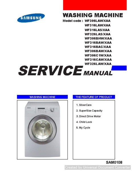 Samsung WF316LAW XAA Service Manual