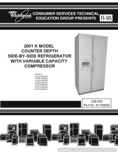 Whirlpool Refrigerator R-95 WP 2001 K Model Counter Depth SxS Refrigerator with Variable Capacity Compressor Service Manual