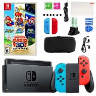 Nintendo Switch in Neon with Super Mario All Star 3D Game and Accessories Kit