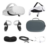 2021 Oculus Quest 2 All-In-One VR Headset, Touch Controllers, 256GB SSD, Glasses Compatible, 3D Audio, Mytrix Head Strap, Carrying Case, Earphone, Link Cable (3M), Grip Cover, Lens Cover